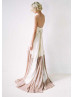 Strapless Sweetheart Neckline Ivory Chiffon Champagne Sequin Wedding Dress